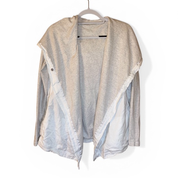 lululemon athletica Jackets & Blazers - Lululemon Savasana Wrap Hooded Cardigan Jacket Yoga Athleisure Gray White
